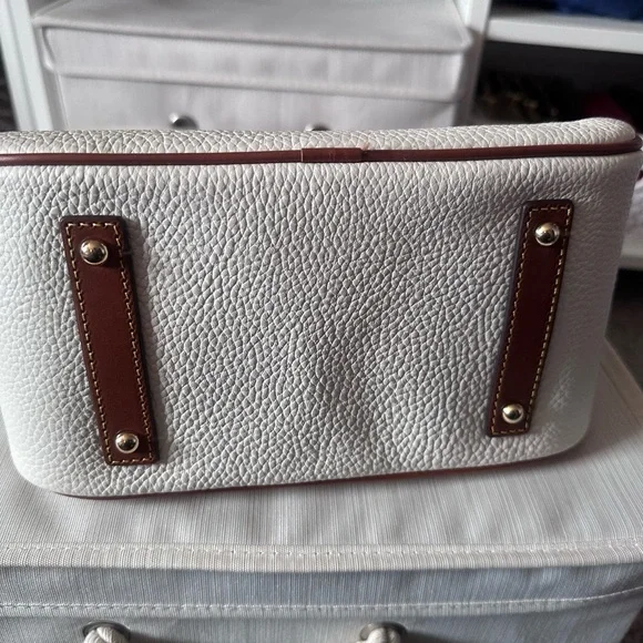 Dooney & Bourke Small Cream Satchel with DB Charms - Picture 10 of 12